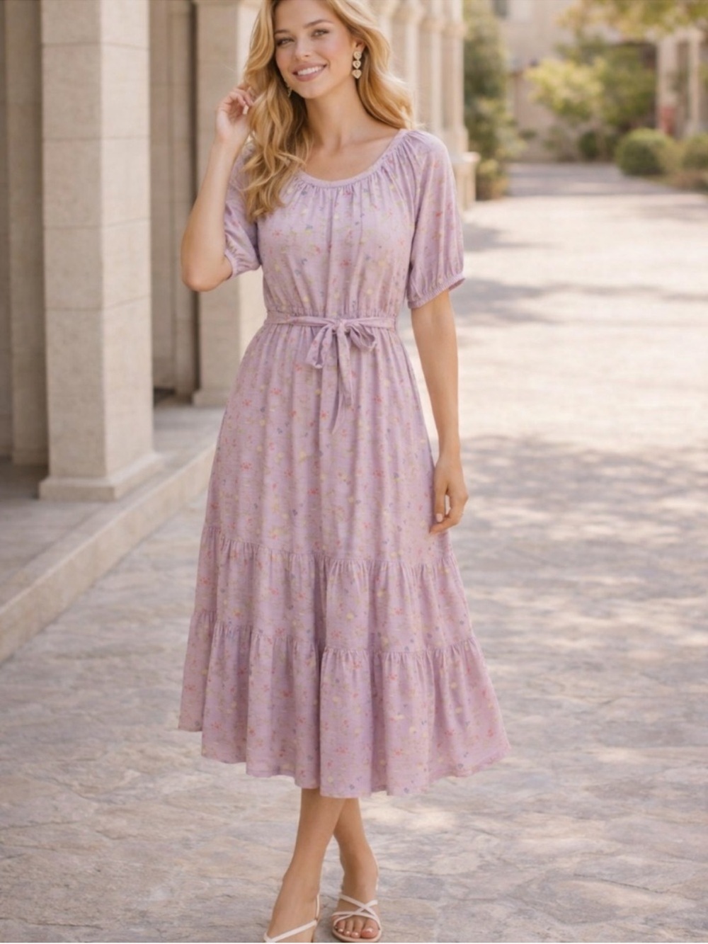 Matilda Jane Enchanted Garden Lavenderal Floral Tiered Dress Womens size xxl